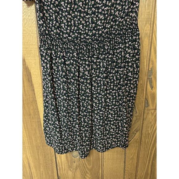 Ditzy Floral Whimsigoth Dark Academia Flirty Babydoll Dress smocked  Back Waist - Picture 7 of 10